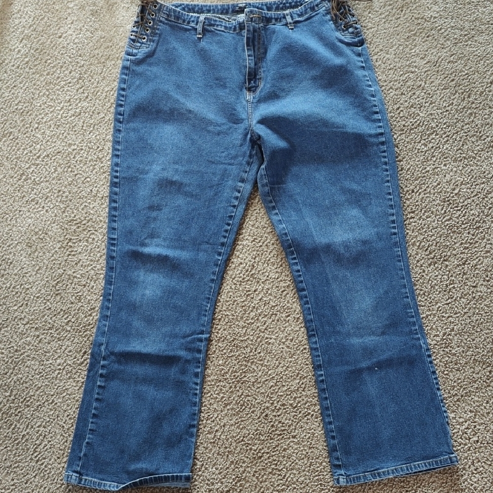 Women's Tie Up Blue Women's Jeans Plus Size 20